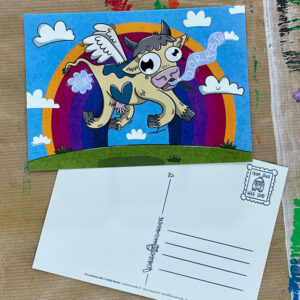 Postkarte "fliegende Pupskuh"